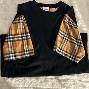Vintage check Sleeve cotton oversize T shirt